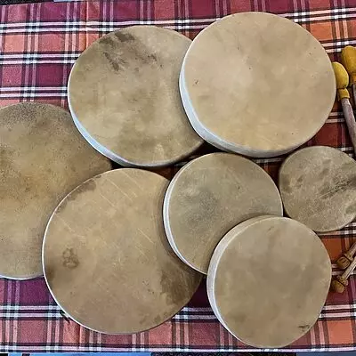 Native Hand Drums - 'Old School' Deer Hide