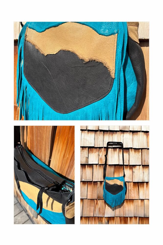 Patchwork Saggle Bag Turquoise, Sand Dune, Black